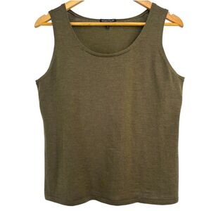 Eileen Fisher Women 100% Wool Sleeveless Boxy Shell Fine Knit Top Size M Layer